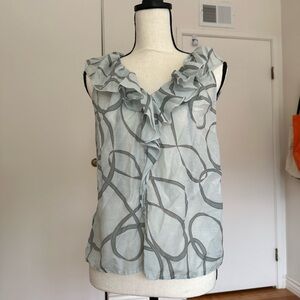 Light Blue Ann Taylor Loft Cotton / Silk Ruffled Top Size Small Petite